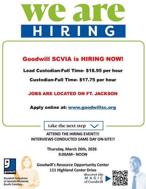 Goodwill SCVIA is HIRING in Columbia! | Goodwill Industries of Upstate ...