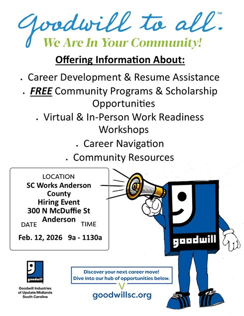 Goodwill's Community Engagement Team Heads to SC Works in Anderson for ...